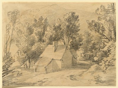 Studie domu a kůlny v zalesněném údolí od Thomas Gainsborough