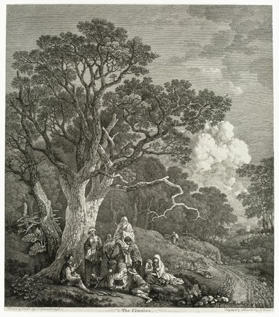 Zalesněná krajina s cikány shromážděnými u ohně od Thomas Gainsborough