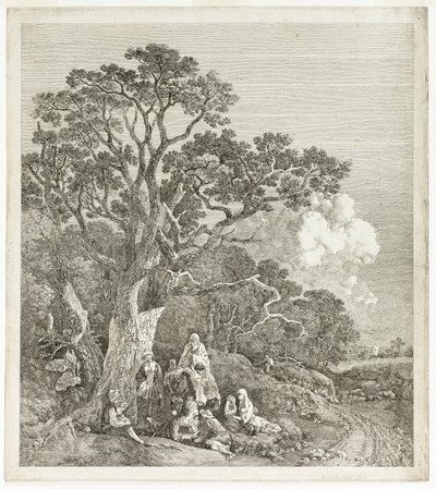 Zalesněná krajina s cikány shromážděnými u ohně od Thomas Gainsborough