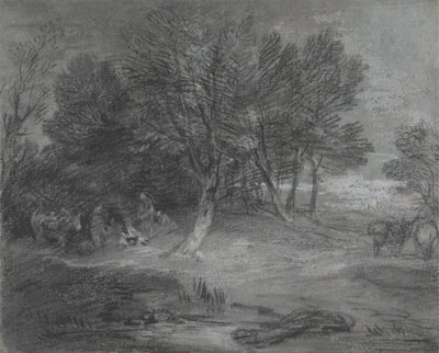 Zalesněná krajina s cikánským táborem od Thomas Gainsborough