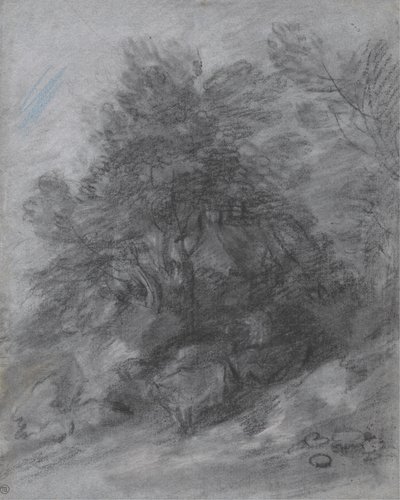 Zalesněná krajina s pastevcem, krávami a chalupou od Thomas Gainsborough