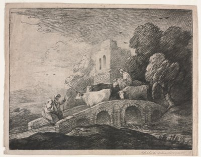 Zalesněná krajina s pastevci, kteří pohánějí dobytek od Thomas Gainsborough