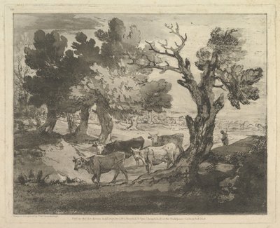 Zalesněná krajina s pastevci a krávami, 1. srpna 1797. od Thomas Gainsborough