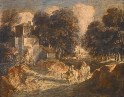 Waldlandschaft mit berittenen Bauern od Thomas Gainsborough