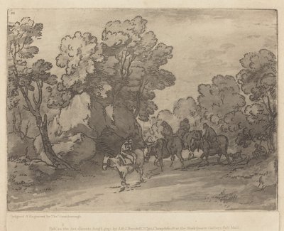 Zalesněná krajina s jezdci od Thomas Gainsborough