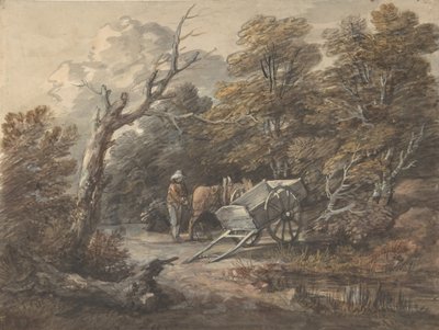 Lesní scéna s rolníkem, koněm a vozíkem, ca. 1760. od Thomas Gainsborough