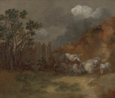 Ovce a jehňata u plotu od Thomas Gainsborough RA
