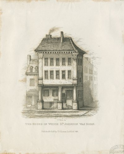 Lichfield - Místo narození Dr. Johnsona: rytina (vinětace), nd [c 1831] (tisk) od Thomas George Lomax