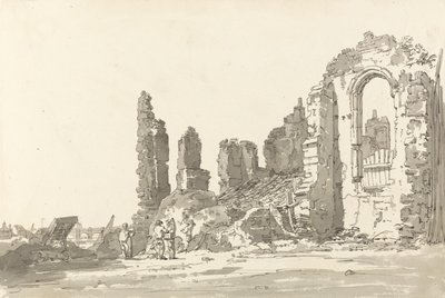 Ruiny paláce Savoy, Londýn (pero a inkoust s mytím na papíře) od Thomas Girtin
