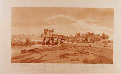 Die Wassermühle über der Brücke bei Charenton od Thomas Girtin