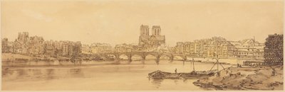 Pohled na Pont de la Tournelle a Notre-Dame od Arsenalu: tabule 11 od Thomas Girtin