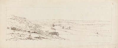 Pohled na vodní dílo v Marly a St. Germain-en-Laye vidět v dálce od Thomas Girtin