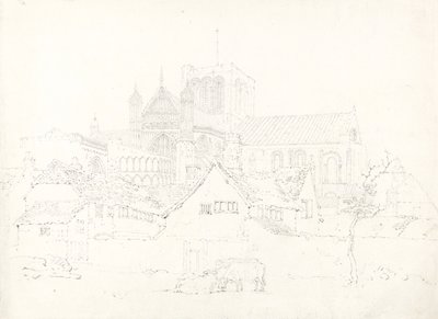 Winchesterská katedrála, ze severovýchodu, kolem roku 1795 (grafit na položeném papíře) od Thomas Girtin