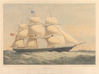Clipper Ship Mirage, 965 tun, asi 1853-57 (litografie, kolorovaná) od Thomas Goldsworth Dutton
