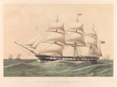 Clipper Ship Yorkshire 1100 Tons, asi 1857-60 (kolorovaná litografie) od Thomas Goldsworth Dutton