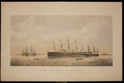 Loď Great Eastern opouští Sheerness s atlantickým telegrafním kabelem na palubě červen 1866 (litografie, tónovaná) od Thomas Goldsworth Dutton