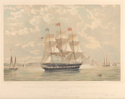 Newyorská a londýnská dopravní loď Victoria (vplouvá do newyorského přístavu), asi 1839-44 (litografie, kolorovaná) od Thomas Goldsworth Dutton