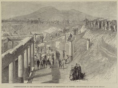 Připomínka osmnáctého století od zničení Pompejí, vykopávky v deváté oblasti od Thomas Harrington Wilson