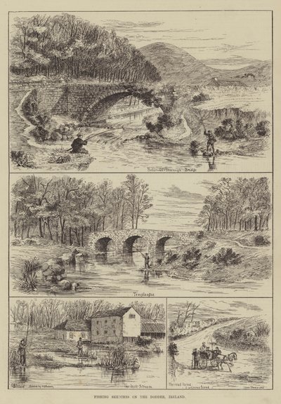 Rybářské náčrtky na Dodder, Irsko od Thomas Harrington Wilson