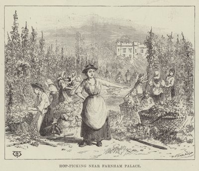 Hop-Picking poblíž Farnhamského paláce od Thomas Harrington Wilson