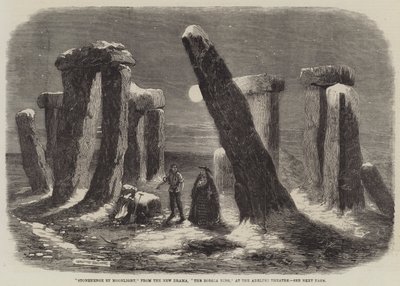 Stonehenge by Moonlight, z Nového dramatu, The Borgia Ring, v Adelphi Theatre od Thomas Harrington Wilson