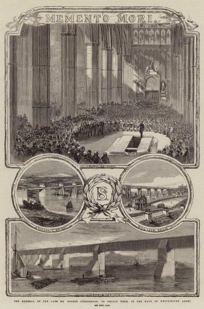 Pohřeb zesnulého pana Roberta Stephensona v pátek v lodi Westminsterského opatství. od Thomas Harrington Wilson
