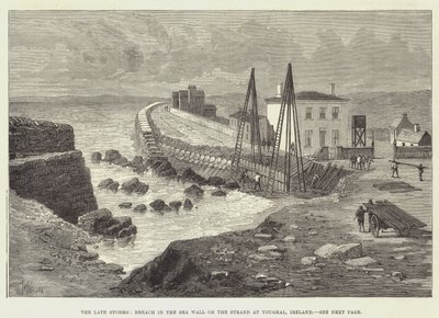 The late Storms, Breach in the Sea Wall on the Strand at Youghal, Irsko od Thomas Harrington Wilson