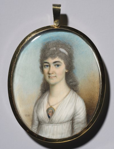 Portrét ženy s miniaturou, c. 1780. od Thomas Hazlehurst
