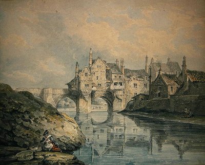 Elvet Bridge, Durham (akvarel na papíře) od Thomas Hearne