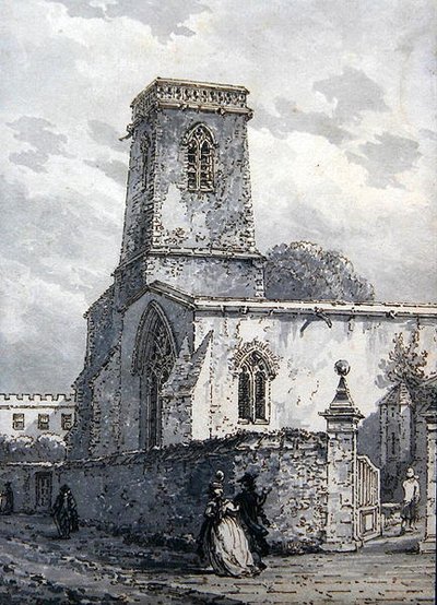 St. Peter in the East Church (hnědý inkoust a šedá barva) od Thomas Hearne