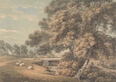 Stromy a řeka v parku v Coleorton Hall, Leicestershire od Thomas Hearne