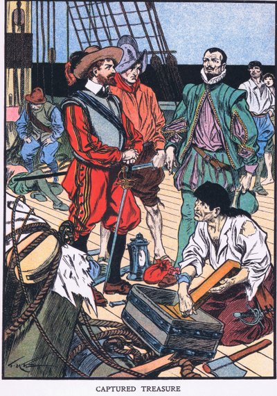 Ulovený poklad (barevná litografie) od Thomas Heath Robinson