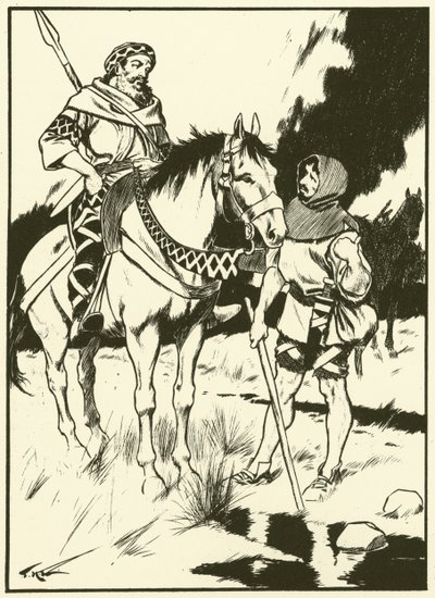 Karel Veliký a hořák na dřevěné uhlí (rytina) od Thomas Heath Robinson