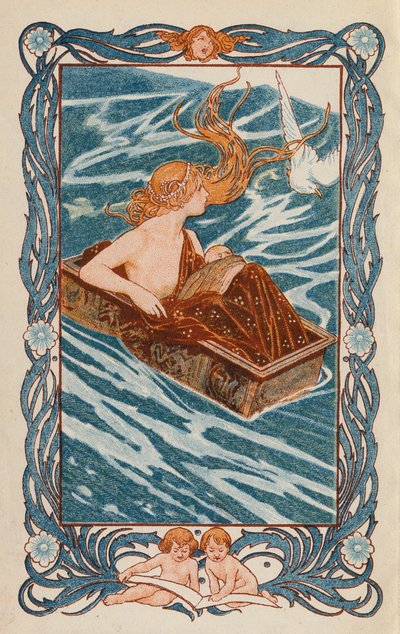 Danae a Perseus (barevná litografie) od Thomas Heath Robinson