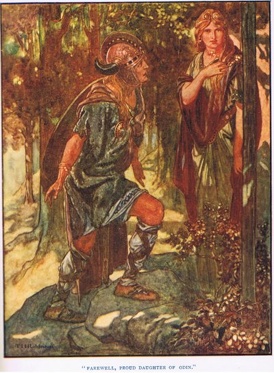 Sbohem, hrdá Ódinova dcero (litografie) od Thomas Heath Robinson