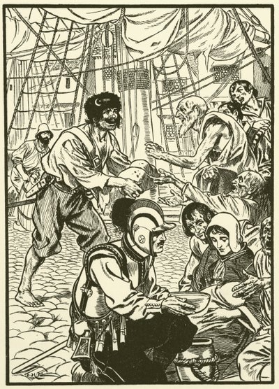 Krmení hladových občanů (rytina) od Thomas Heath Robinson