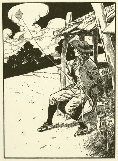 Franklin a jeho drak (rytina) od Thomas Heath Robinson