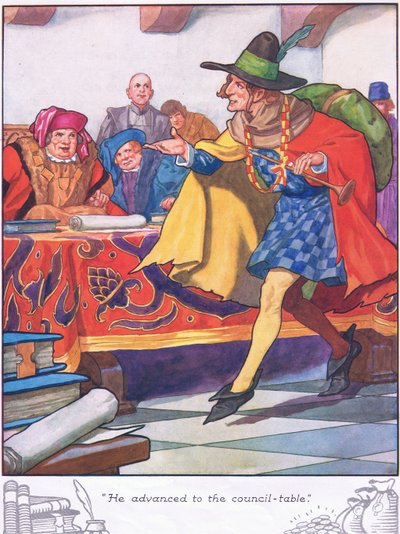 Postoupil ke stolu rady (barevná litografie) od Thomas Heath Robinson