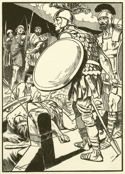 Horatius na mostě (rytina) od Thomas Heath Robinson