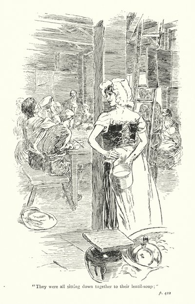 Ilustrace k Sentimentální cestě, Laurence Sterne (litografie) od Thomas Heath Robinson