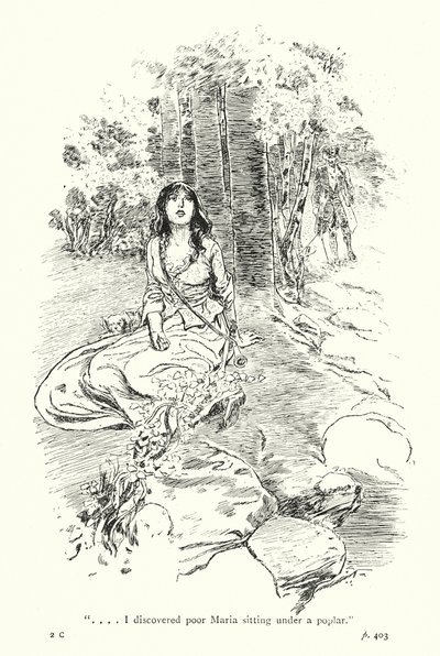 Ilustrace k Sentimentální cestě, Laurence Sterne (litografie) od Thomas Heath Robinson