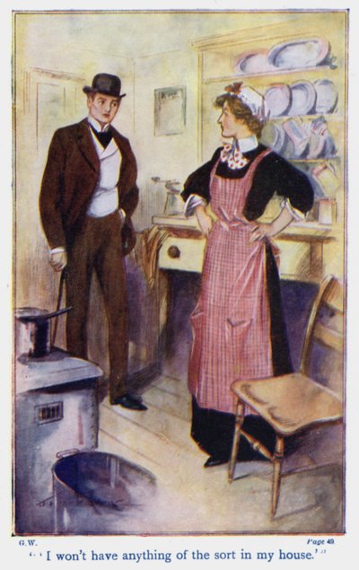 Ilustrace k Dobrým manželkám Louisy M. Alcottové (barevná litografie) od Thomas Heath Robinson