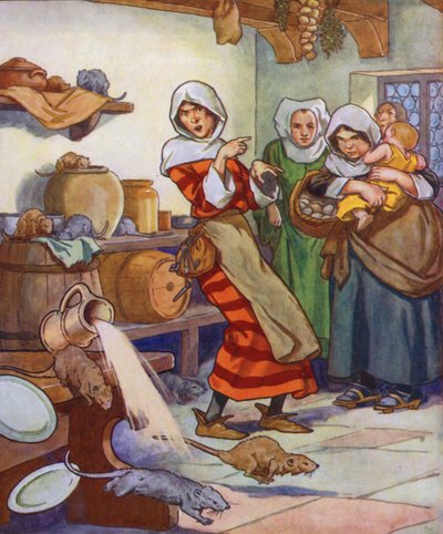 Ilustrace k filmu Krysař z Hamelnu (barevná litografie) od Thomas Heath Robinson