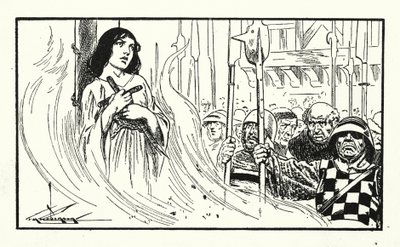 Upálení Johanky z Arku (litografie) od Thomas Heath Robinson