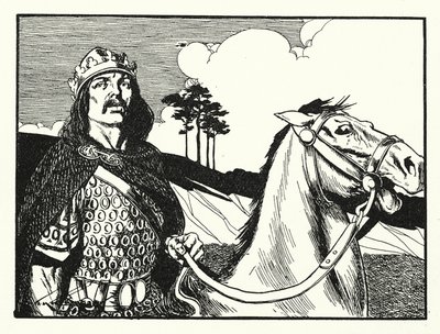 Král Alfred (litografie) od Thomas Heath Robinson