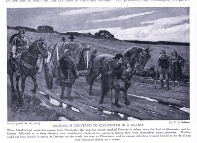 Matylda převážená do Gloucesteru v pohřebním voze (litografie) od Thomas Heath Robinson