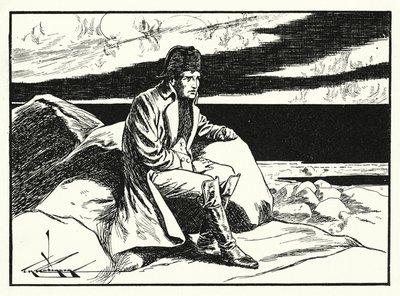 Napoleon na Svaté Heleně (litografie) od Thomas Heath Robinson