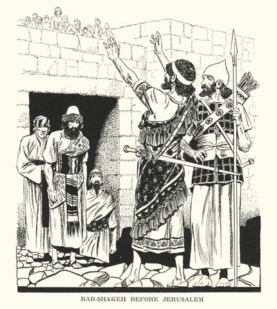 Rab-Šakeh před Jeruzalémem (litografie) od Thomas Heath Robinson