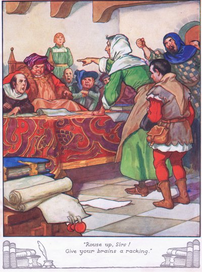 "Vzbuďte se, pánové! Dejte svým mozkům zabrat." (barevná litografie) od Thomas Heath Robinson