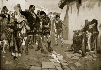 Cucking-stool v normanské době, ilustrace z "Hutchinson